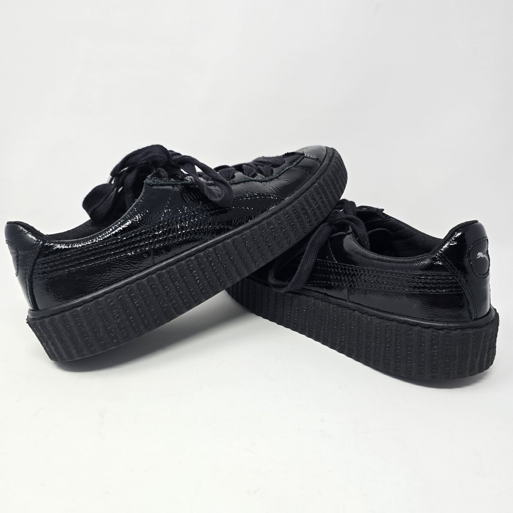 Puma Fenty Rihanna Creeper Black Patent Leather Platform Sneakers 364465-01 9.5